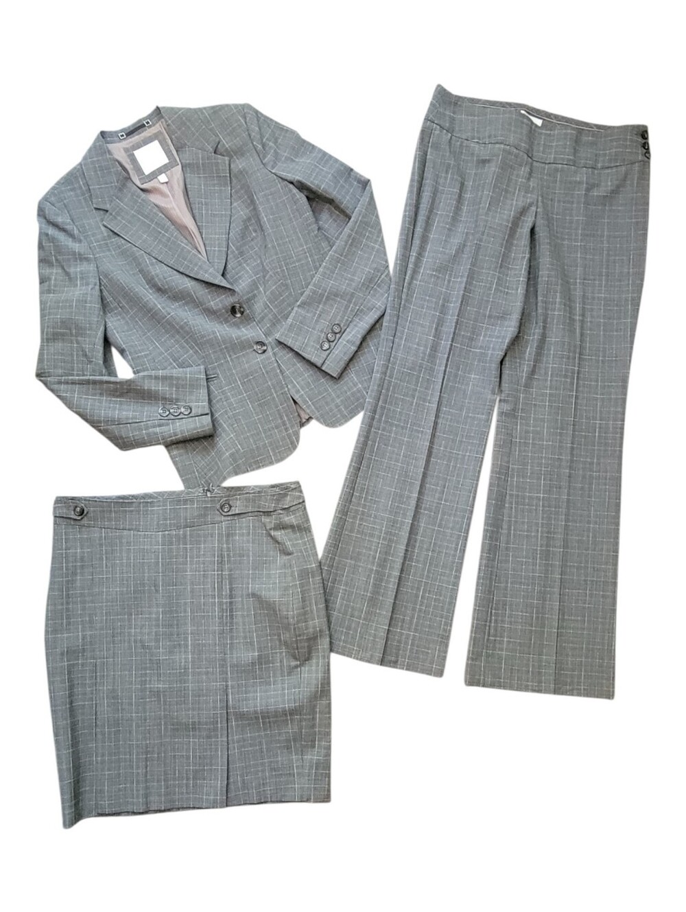The Limited Perfect Travel Suit 3 Pc Set Blazer Skirt Pants Matching Wool 10 12